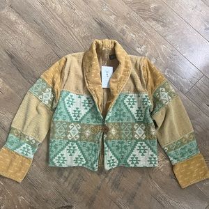 Patch tapestry crop jacket